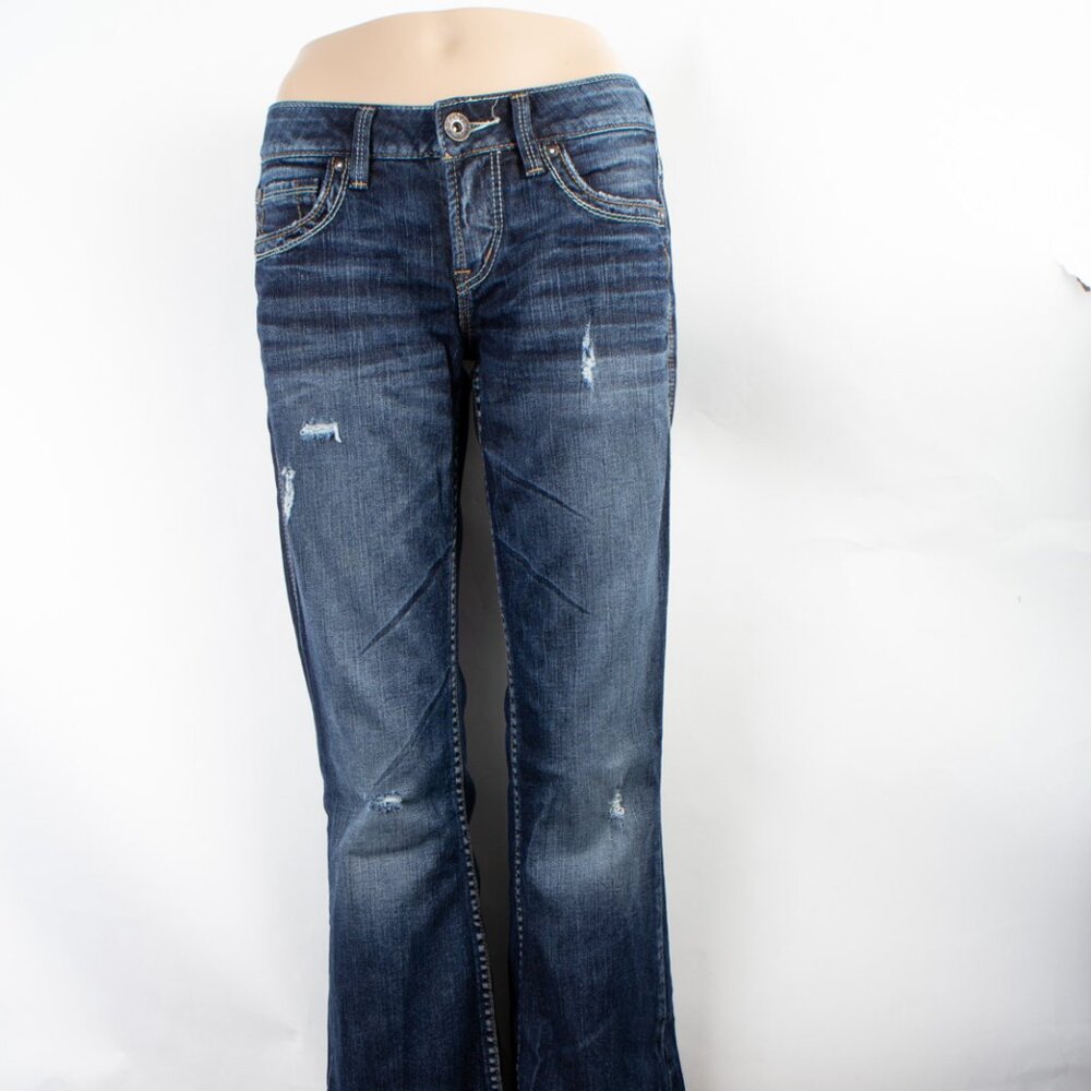 Silver Jeans Eden Bootcut Flare 26 (28 X 32) Women's Jeans Dark Wash Distressed